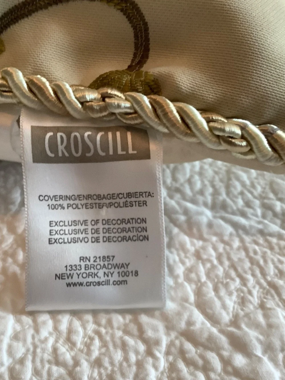 Croscill Daphne Pillow Square Embroidered Floral Pillow 17